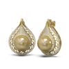 Image 2 : 2 ctw Diamond and Pearl Earrings 18K Yellow Gold