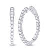 Image 1 : 14kt White Gold Round Diamond Inside-Outside Hoop Earrings 3.00 Cttw