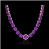 Image 2 : 175 ctw Amethyst & Diamond Micro Eternity Necklace 14K Rose Gold