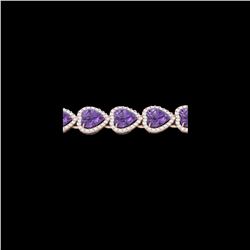 23 ctw Amethyst & Micro Pave Bracelet Heart Halo 14K Rose Gold