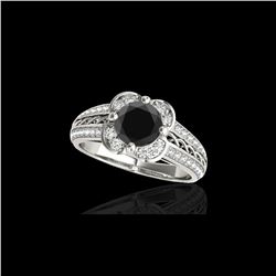 2.05 ctw Certified VS Black Diamond Solitaire Halo Ring 10K White Gold