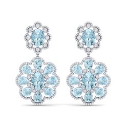 32.99 ctw Sky Topaz & VS Diamond Earrings 18K White Gold