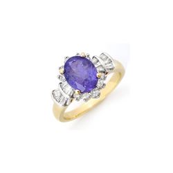 2.90 ctw Tanzanite & Diamond Ring 14K Yellow Gold