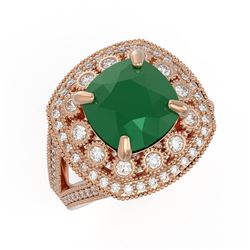 6.47 ctw Certified Emerald & Diamond Victorian Ring 14K Rose Gold
