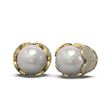 Image 2 : 2.07 ctw Diamond and Pearl Earrings 18K Yellow Gold