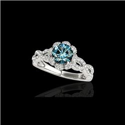 1.69 ctw SI Certified Fancy Blue Diamond Halo Ring 10K White Gold
