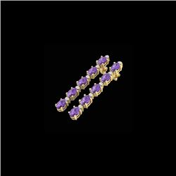 15.47 ctw Amethyst & VS/SI Certified Diamond Tennis Earrings 10K Yellow Gold