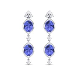 16.21 ctw Tanzanite & VS Diamond Earrings 18K White Gold