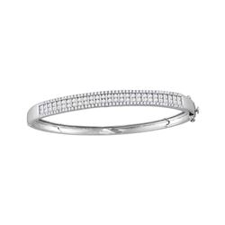 14kt White Gold Round Diamond Bangle Bracelet 2.00 Cttw