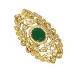 8.82 ctw Emerald & Diamond Ring 18K Yellow Gold