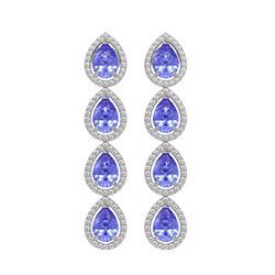9.01 ctw Tanzanite & Diamond Micro Pave Halo Earrings 10K White Gold