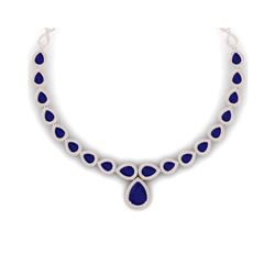 51.41 ctw Sapphire & VS Diamond Necklace 18K Rose Gold