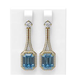 10.23 ctw Blue Topaz & Diamond Earrings 18K Yellow Gold