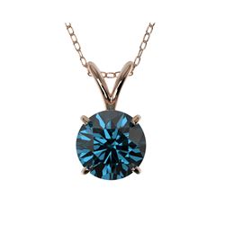1.01 ctw Certified Intense Blue Diamond Necklace 10K Rose Gold