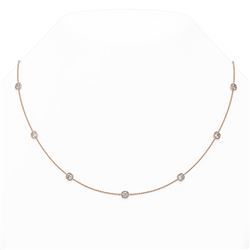 3.63 ctw Cushion cut Diamond Station Necklace 18K Rose Gold