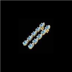 12.47 ctw Aquamarine & VS/SI Certified Diamond Earrings 10K Yellow Gold