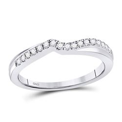 10kt White Gold Round Diamond Contoured Enhancer Wedding Band 1/8 Cttw
