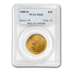 1909-D $10 Indian Gold Eagle MS-62 PCGS