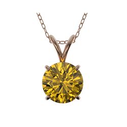 1.21 ctw Certified Intense Yellow Diamond Necklace 10K Rose Gold