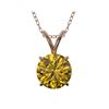 Image 1 : 1.21 ctw Certified Intense Yellow Diamond Necklace 10K Rose Gold