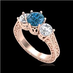 2.01 ctw Fancy Intense Blue Diamond Art Deco Ring 18K Rose Gold