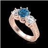 Image 1 : 2.01 ctw Fancy Intense Blue Diamond Art Deco Ring 18K Rose Gold