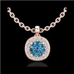 1.1 ctw Fancy Intense Blue Diamond Art Deco Necklace 18K Rose Gold