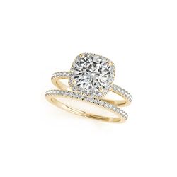 1.26 ctw Certified VS/SI Cushion Diamond 2pc Set Ring Halo 14K Yellow Gold