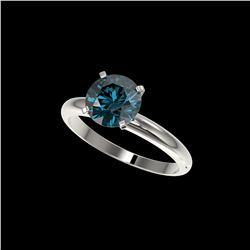 2 ctw Certified Intense Blue Diamond Engagement Ring 10K White Gold