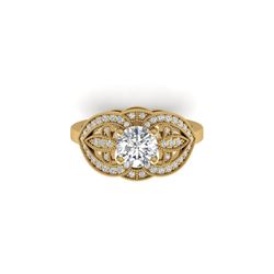 1.5 ctw Certified VS/SI Diamond Art Deco Micro Ring 18K Yellow Gold