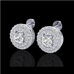 1.20 ctw Micro Pave VS/SI Diamond Earrings 18K White Gold