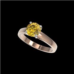 1.50 ctw Certified Intense Yellow Diamond Solitaire Ring 10K Rose Gold