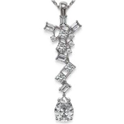 2.2 ctw Pear Cut Diamond Designer Necklace 18K White Gold