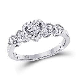 10kt White Gold Round Diamond Heart Ring 1/5 Cttw