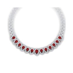 33.4 ctw Designer Ruby & VS Diamond Necklace 18K White Gold