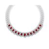 Image 1 : 33.4 ctw Designer Ruby & VS Diamond Necklace 18K White Gold