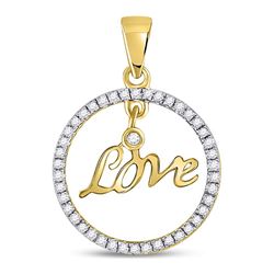 10kt Yellow Gold Round Diamond Heart Circle Pendant 1/4 Cttw