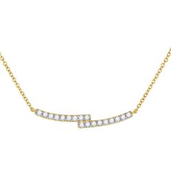 14kt Yellow Gold Round Diamond Curved Bypass Bar Necklace 1/2 Cttw