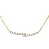 Image 1 : 14kt Yellow Gold Round Diamond Curved Bypass Bar Necklace 1/2 Cttw