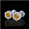 Image 1 : 1.15 ctw Intense Fancy Yellow Diamond Art Deco Earrings 18K White Gold