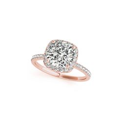0.75 ctw Certified VS/SI Cushion Diamond Halo Ring 18K Rose Gold