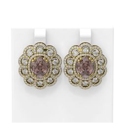 11.61 ctw Morganite & Diamond Earrings 18K Yellow Gold