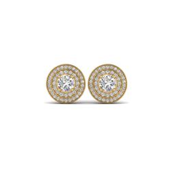 1.45 ctw VS/SI Diamond Art Deco Halo Stud Earrings 18K Yellow Gold