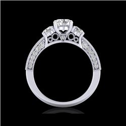 2.07 ctw VS/SI Diamond Solitaire Art Deco 3 Stone Ring 18K White Gold