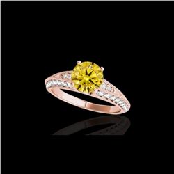 1.58 ctw Certified SI Intense Yellow Diamond Antique Ring 10K Rose Gold