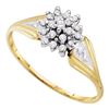 Image 1 : 10kt Yellow Gold Round Diamond Cluster Ring 1/10 Cttw