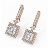 Image 1 : 4.3 ctw Princess Cut Diamond Designer Earrings 18K Rose Gold