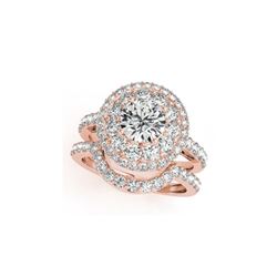 2.55 ctw Certified VS/SI Diamond 2pc Wedding Set Halo 14K Rose Gold