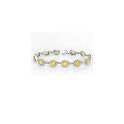 19.6 ctw Yellow Sapphire & Diamond Bracelet 14K White Gold