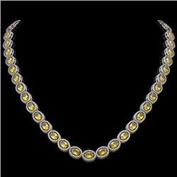 28.52 ctw Fancy Citrine & Diamond Micro Pave Halo Necklace 10K White Gold
